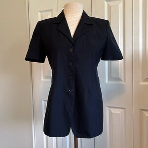 Fumagalli’s uomo Wool Blend Black Short Sleeve Button Down Long Jacket Size 6